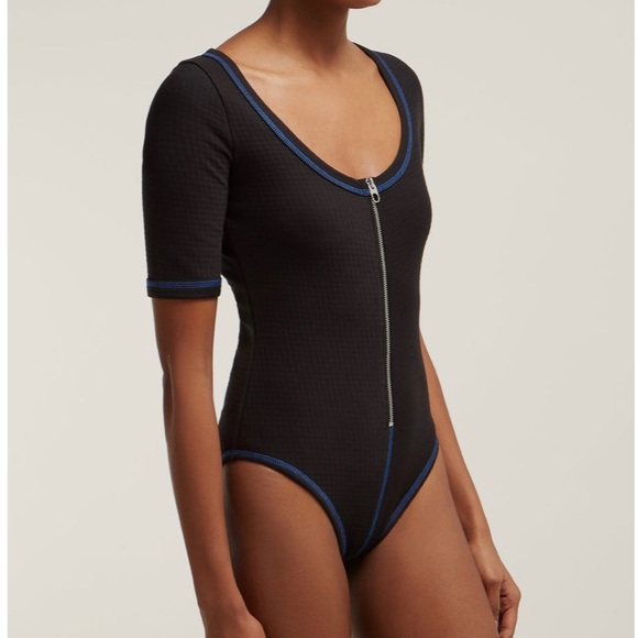 Proenza Schouler Scoop neck stretch jersey quilt soft bodysuit top black - Picture 4 of 15